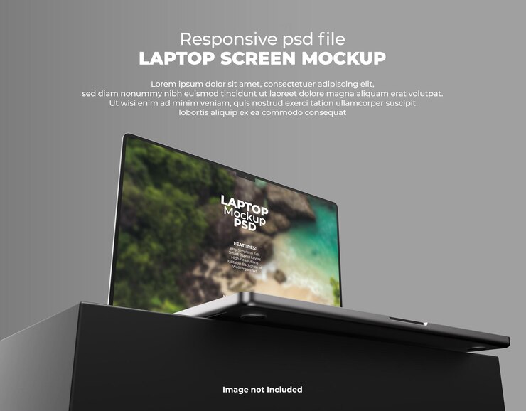 Schermo per laptop reattivo per Web, interfaccia utente e app PSD Mockup con sfondo trasparente