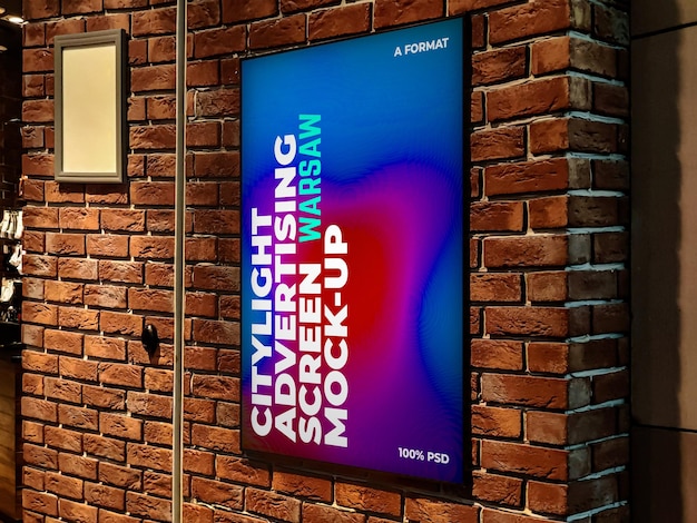 Schermo pubblicitario di Varsavia Citylight MockUp 12 v2 1 2