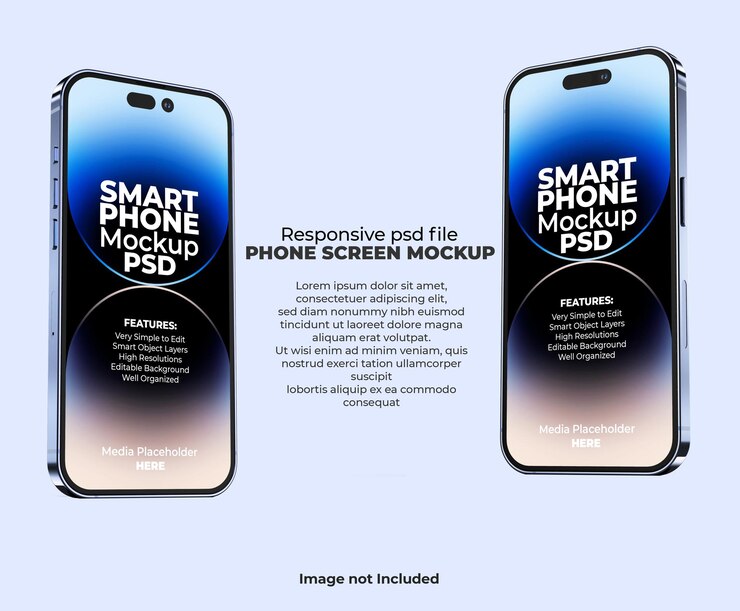 Schermo reattivo per iPhone 14 pro per Web, interfaccia utente e app PSD Mockup con sfondo trasparente