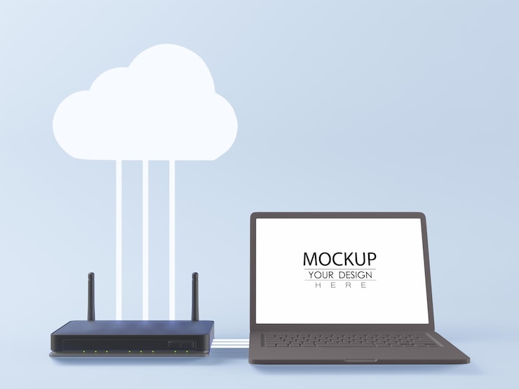 PSD schermo vuoto computer portatile mockup