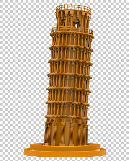 PSD schiefer turm von pisa auf transparentem hintergrund 3d-darstellung