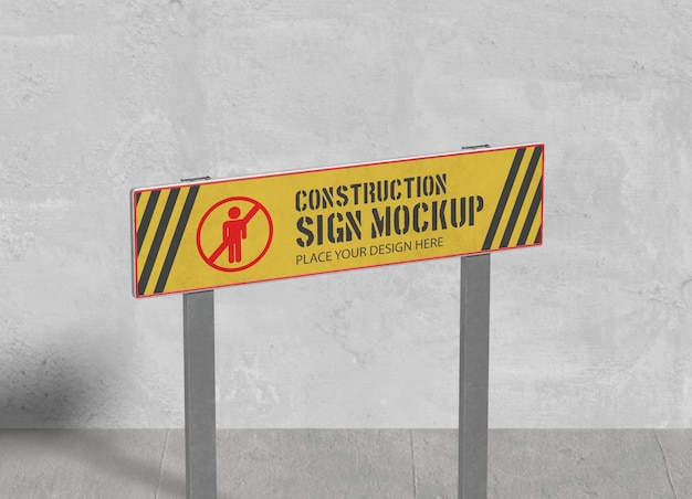 PSD schild-mock-up-design auf der baustelle