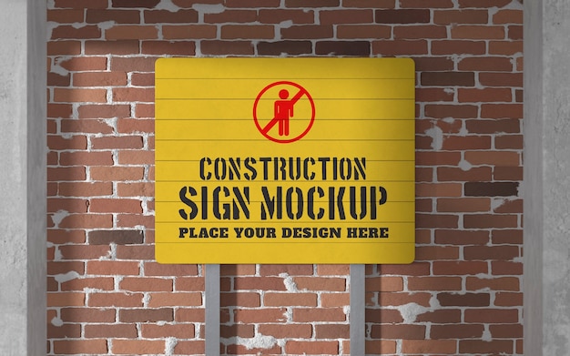 Schild-mock-up-design auf der baustelle