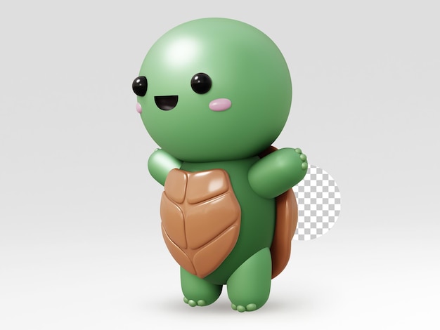 Schildkröte niedlichen Charakter Cartoon 3D-Illustration.