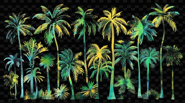 PSD schimmernde palmen schwanken in einer tropischen brise palmen y2k textur form hintergrund dekor kunst