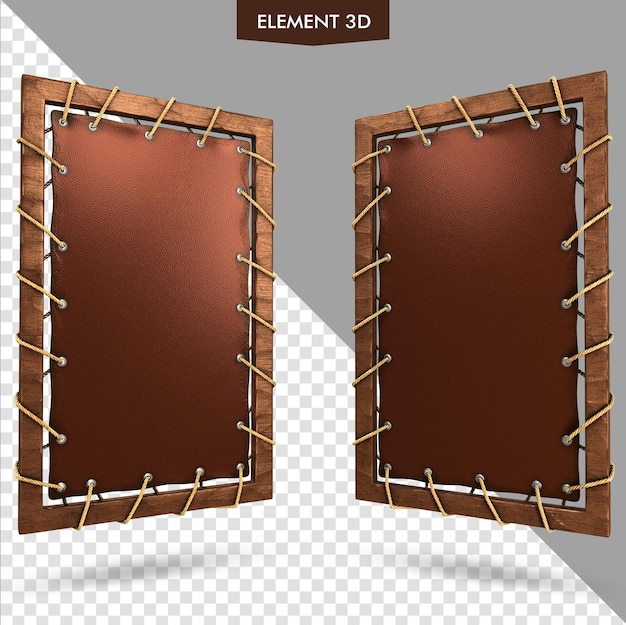 Schirm aus Holz und Seil aus geflochtenem Leder