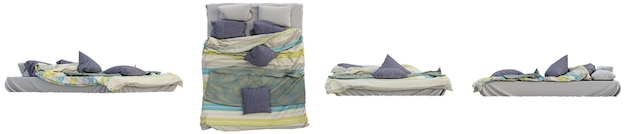 Schlafzimmer-Set aus verschiedenen Winkeln 3D-Rendering transparenter Hintergrund
