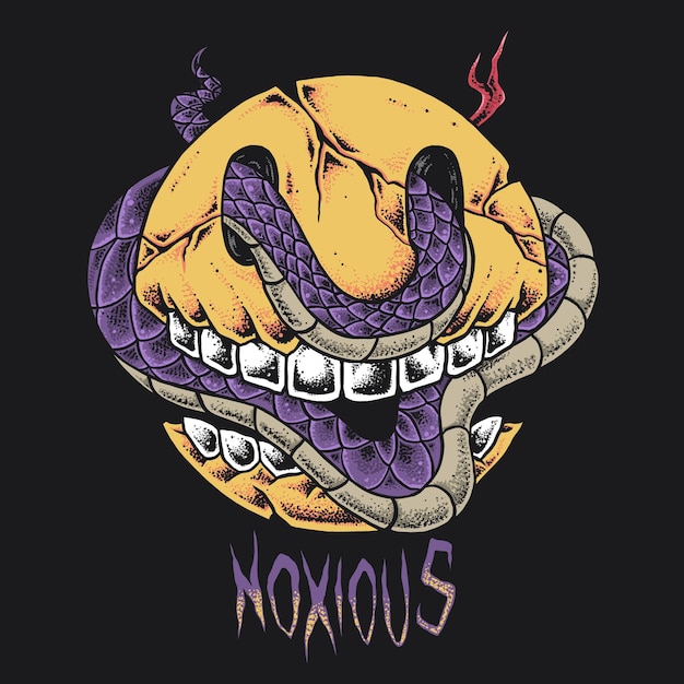 Schlange und Smiley-Premium-Illustration für ein T-Shirt