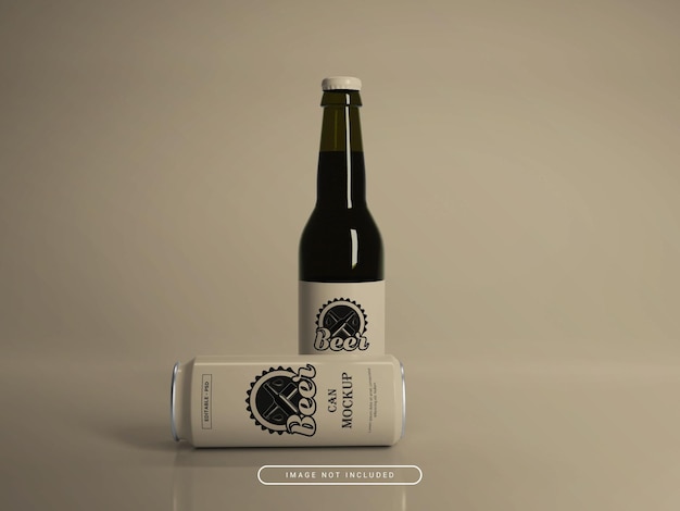 Schlanke Soda- oder Bierdose mit Flaschenmodell