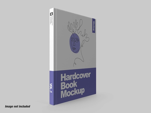 PSD schlankes hardcover-buch, halbe rechte ansicht, mockup