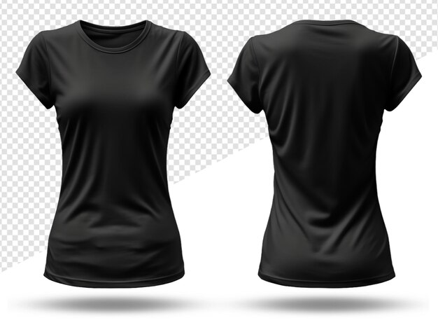 Schlichtes schwarzes frauen-t-shirt mit vorder- und rücksicht-mockup-vorlage-designi