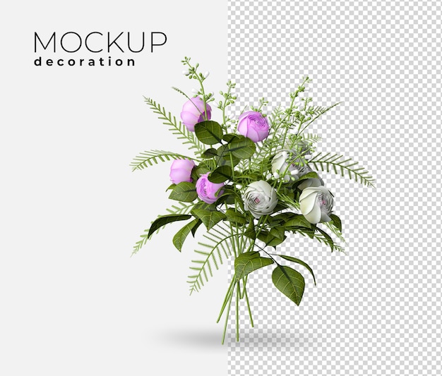 Schließen Sie oben auf Blumendekoration für Haupt-3D-Rendering