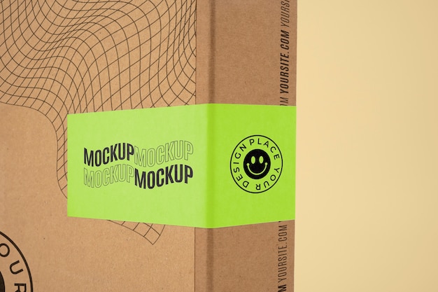 Schließen Sie oben auf dem Mockup des selbstklebenden Siegeletiketts
