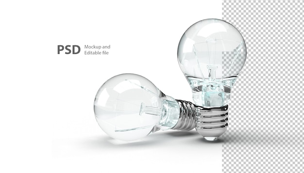 Schließen Sie oben auf Glühbirne isoliert in 3D-Rendering