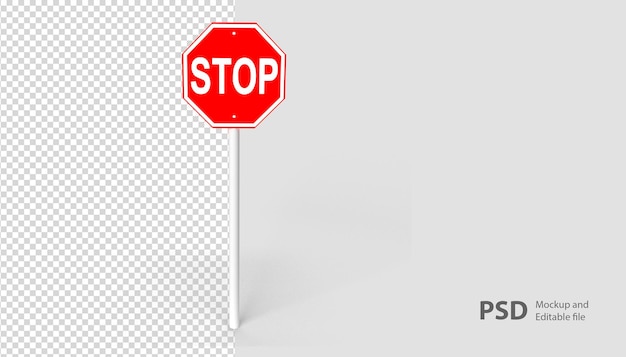 PSD schließen sie oben auf stoppschild im 3d-rendering isoliert