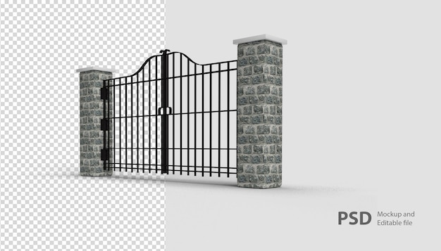 Schließen Sie oben auf Tor in 3D-Rendering isoliert