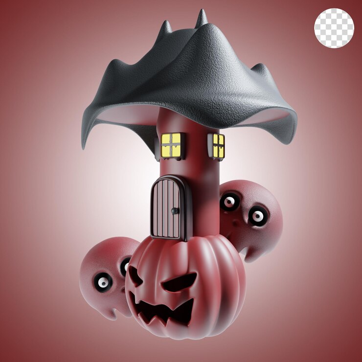 PSD schloss halloween im roten thema