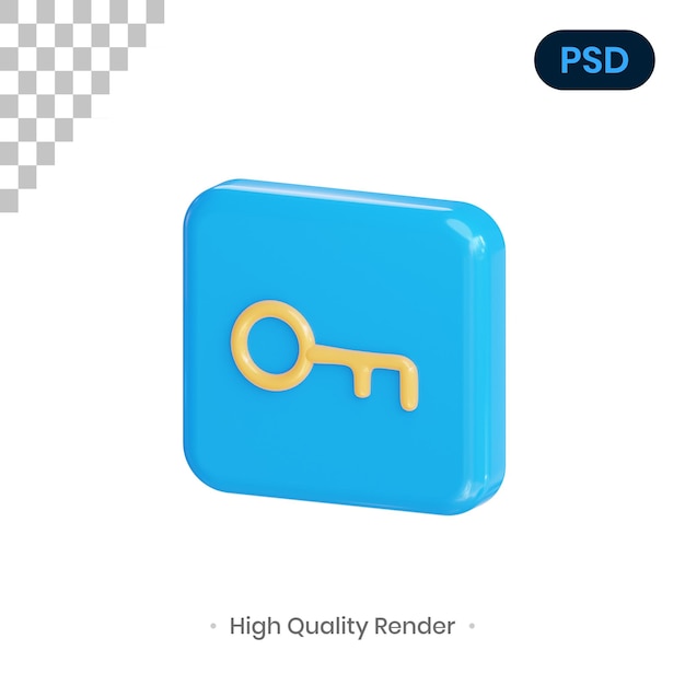 Schlüssel 3D Render Illustration Premium Psd
