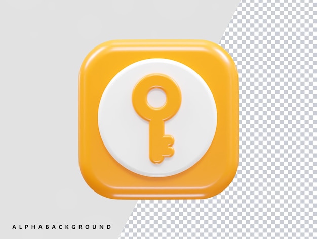 Schlüsselsymbol 3D-Rendering, Vektorillustration, transparentes Element