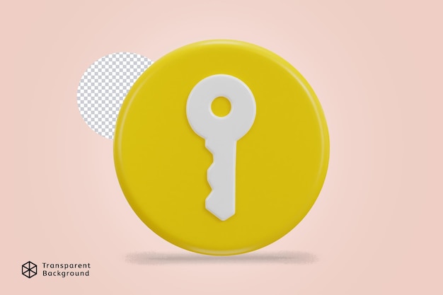 Schlüsselsymbol mit gelber abgerundeter Schaltflächensymbol-Vektorillustration