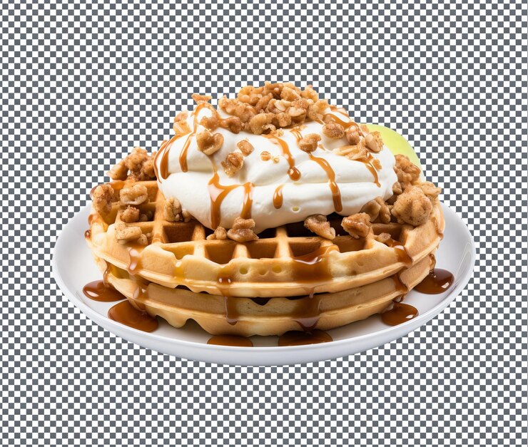 PSD schmackhafte apfel-streusel-waffeln auf durchsichtigem hintergrund