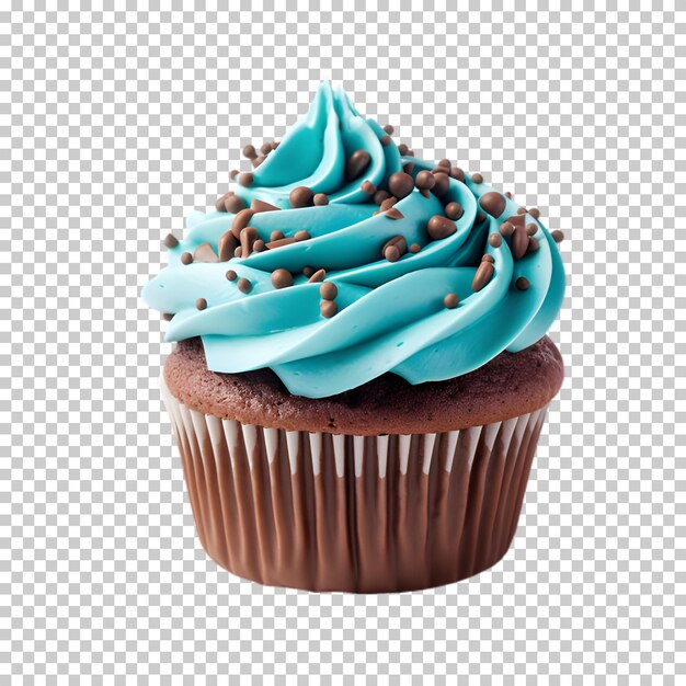 PSD schmackhafte blaue schokoladen-cupcake auf durchsichtigem hintergrund