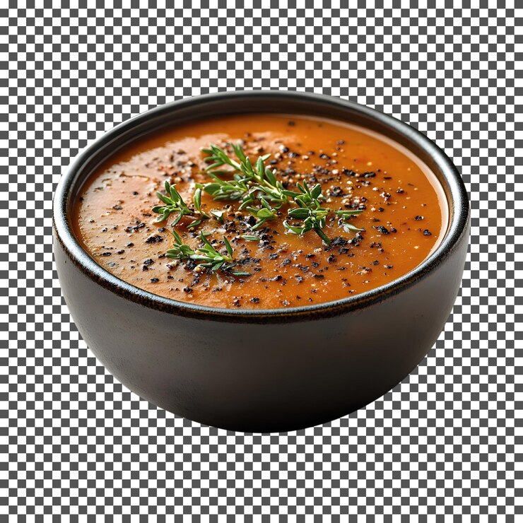 PSD schmackhafte rote pfeffersuppe auf durchsichtigem hintergrund