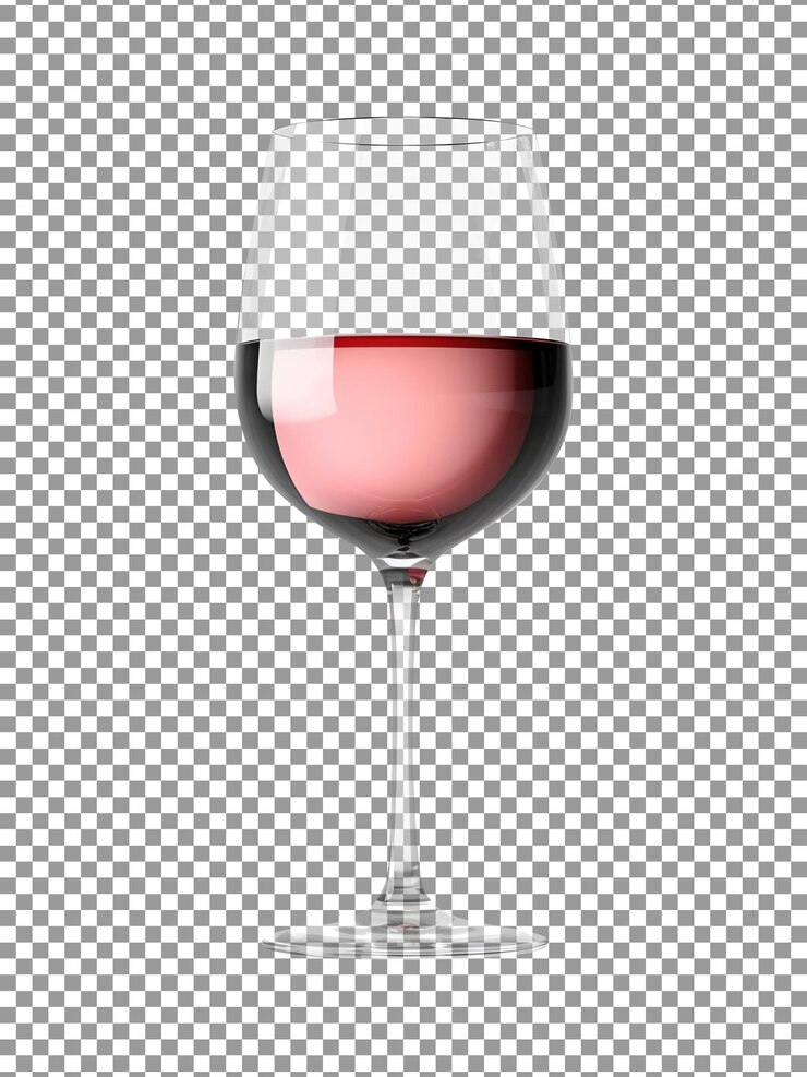 PSD schmackhafter wein in stilvollem glas, isoliert auf durchsichtigem hintergrund