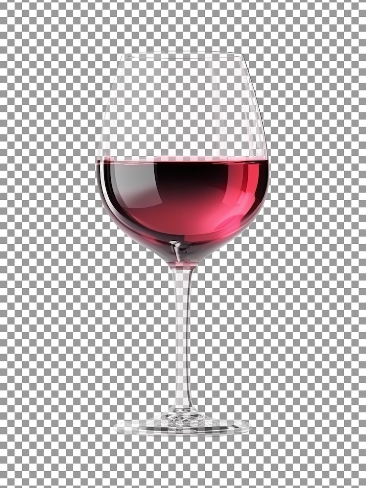 PSD schmackhafter wein in stilvollem glas, isoliert auf durchsichtigem hintergrund