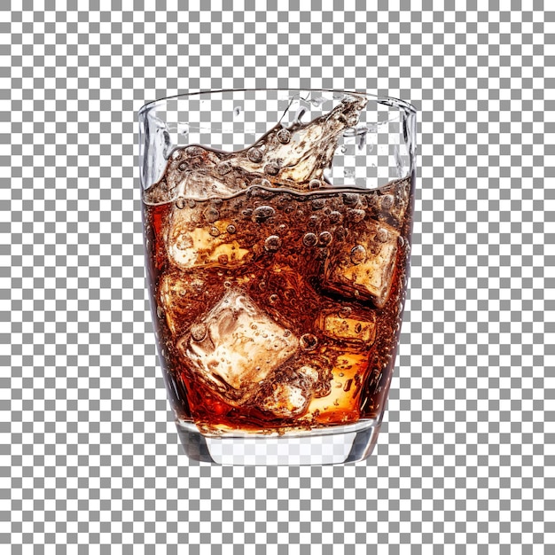 Schmackhaftes und kaltes Cola-Glas, isoliert auf durchsichtigem Hintergrund