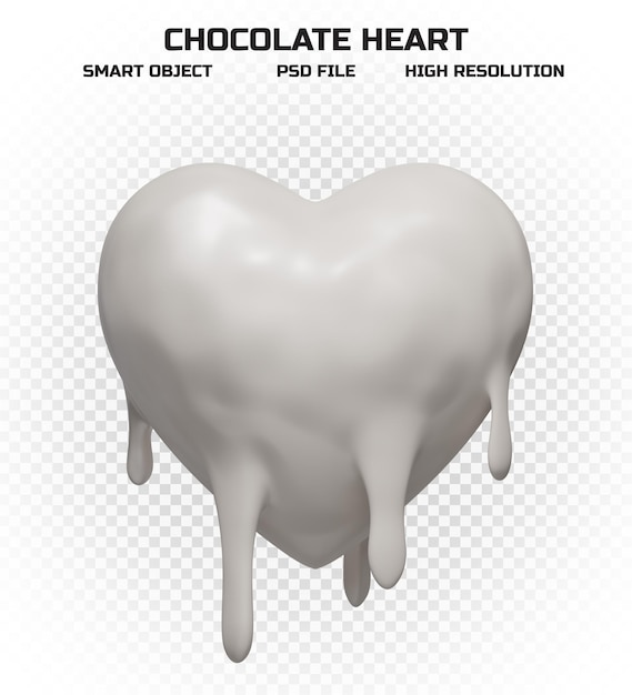 Schmelzendes weißes Schokoladenherz in hoher Auflösung zur Dekoration