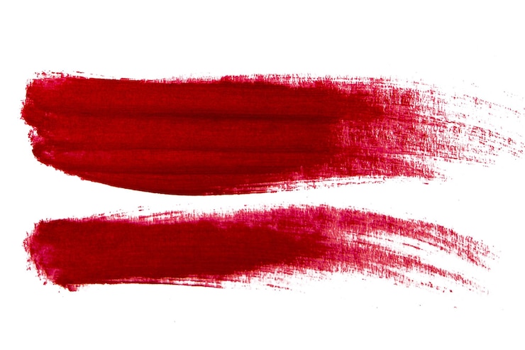 PSD schmiere von rotem lippenstift oder rotem lippenbleistift auf einem leeren hintergrund