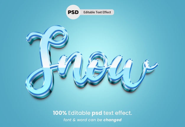 Schnee 3d bearbeitbarer psd-texteffekt