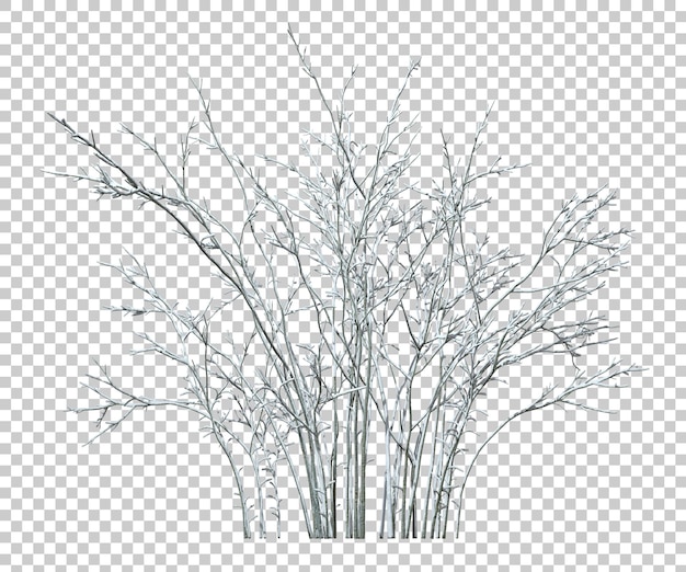 PSD schneebedeckte bäume zweige sträucher winterzeit ausschnitt auf transparenten hintergründen 3d-illustrationen