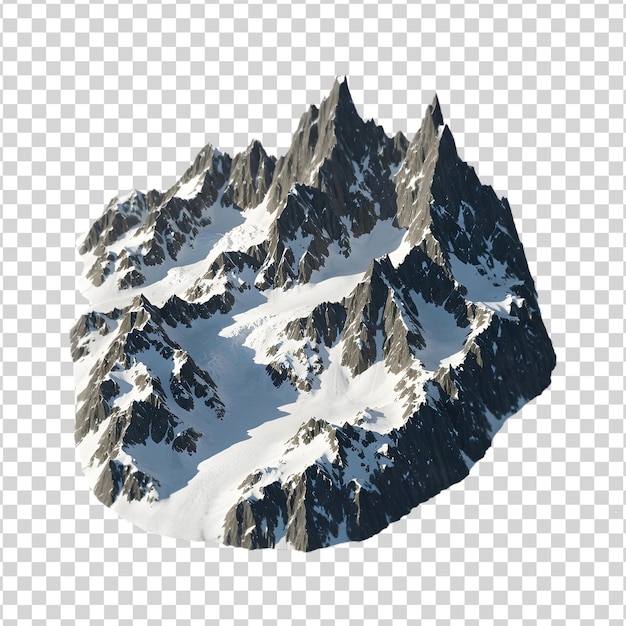 Schneebedeckte Berggipfel auf einem durchsichtigen Hintergrund