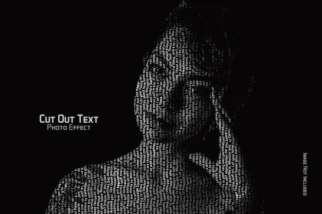 Schneiden Sie Text-Porträt-Fotoeffekt-Mockup aus