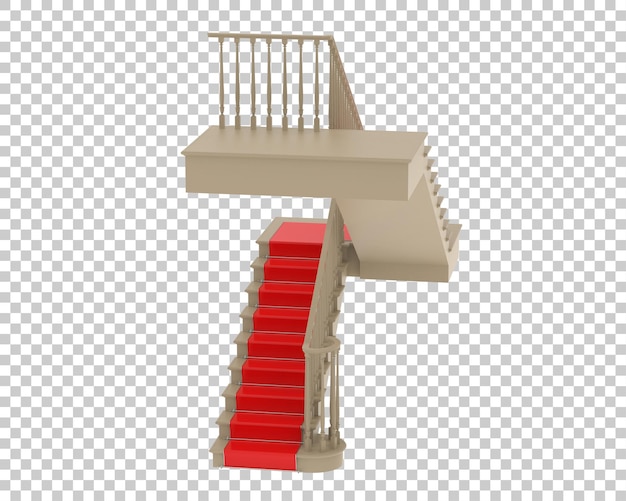Schodiště izolované na průhledném pozadí, 3D renderování – ilustrace