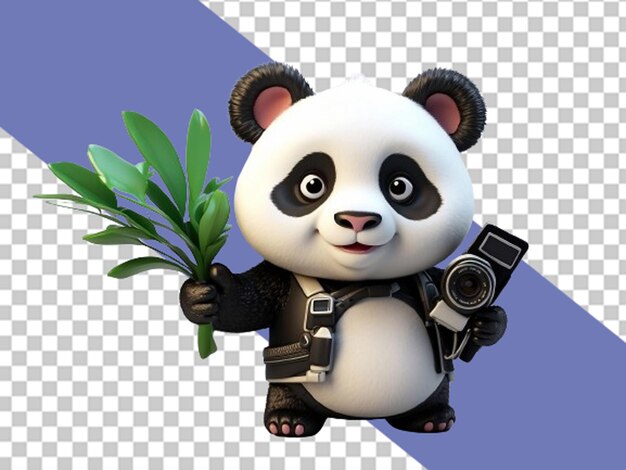 PSD schöne 3d-cartoonfigur panda auf weißem hintergrund