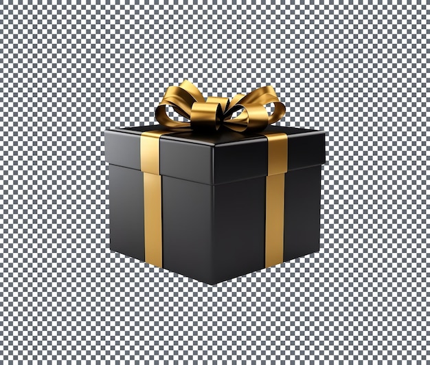Schöne 3D-Geschenkkiste schwarz isoliert auf weißem Hintergrund