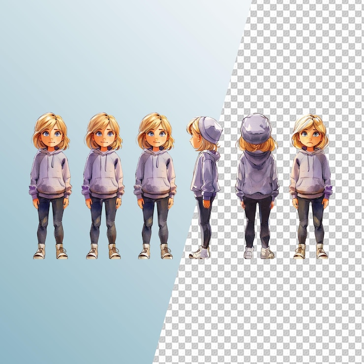 PSD schöne 3d-mädchen auf durchsichtigem hintergrund