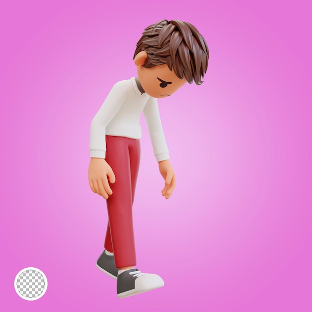 Schöne 3D-Rendering-Studenten laufen schlaff