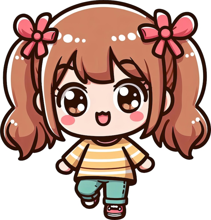 PSD schöne anime-mädchen mit großen augen und schwanz