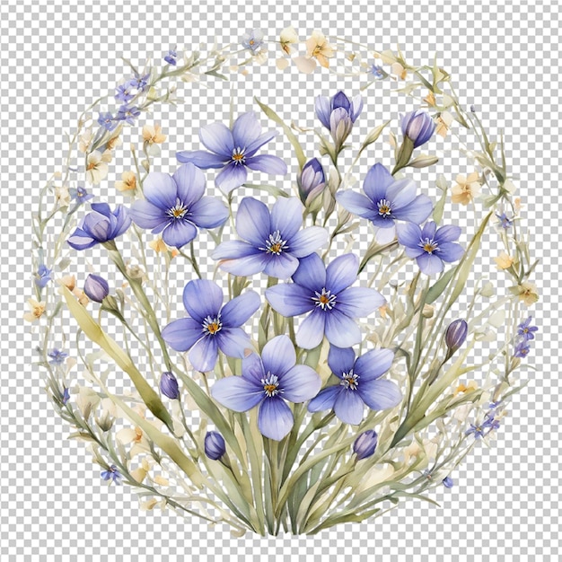 PSD schöne aquarelle blumen verschiedene blumen runde rahmenform design