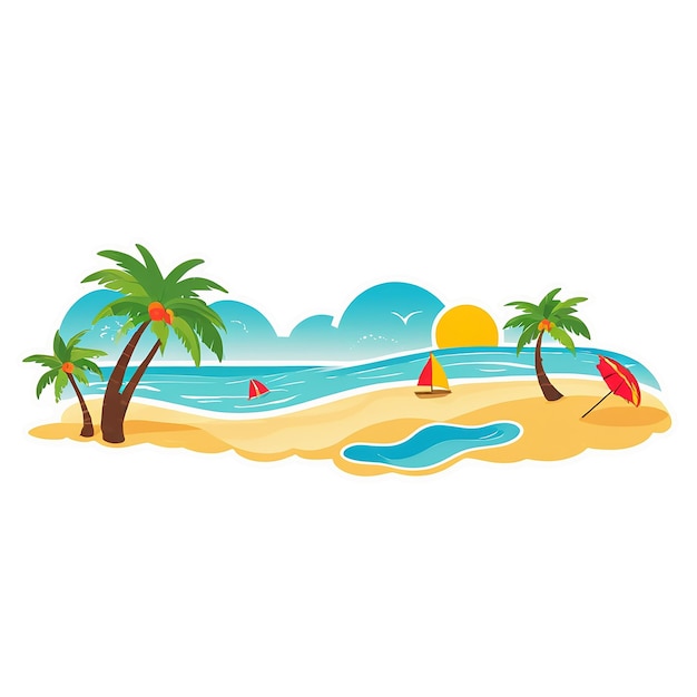 Schöne Beach-Aufkleber auf durchsichtigem Hintergrund