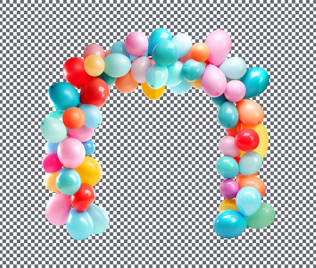 Schöne farbenfrohe Ballons, die auf durchsichtigem Hintergrund isoliert sind