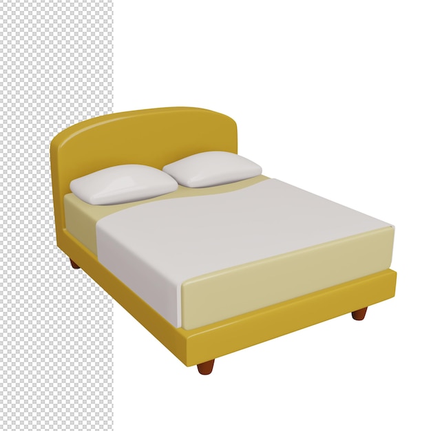 Schöne gelbe Zeichentrickfilm-Bett 3D-Render