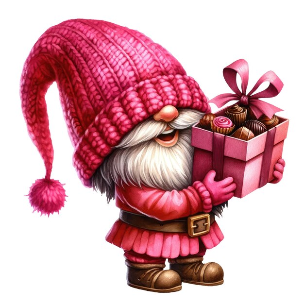 PSD schöne gnome box schokolade valentinstag clipart illustration