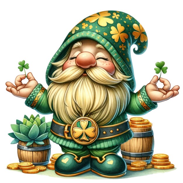 PSD schöne gnome st. patrick's day clipart-illustration