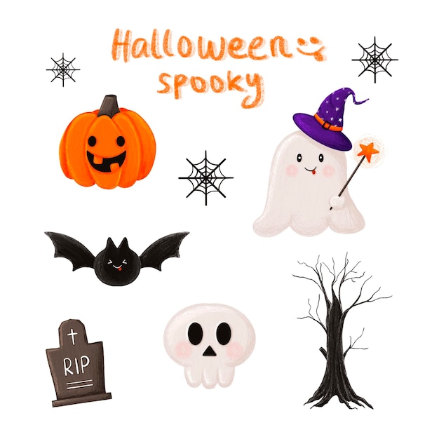 Schöne, gruselige Halloween-Handzeichnung mit Textur-Illustration