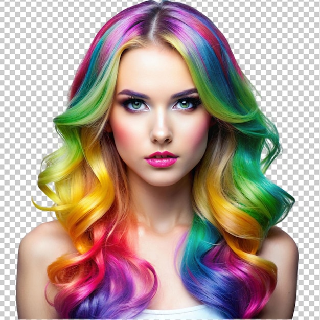 PSD schöne haare, gefärbte haare, haarfärbung auf durchsichtigem hintergrund